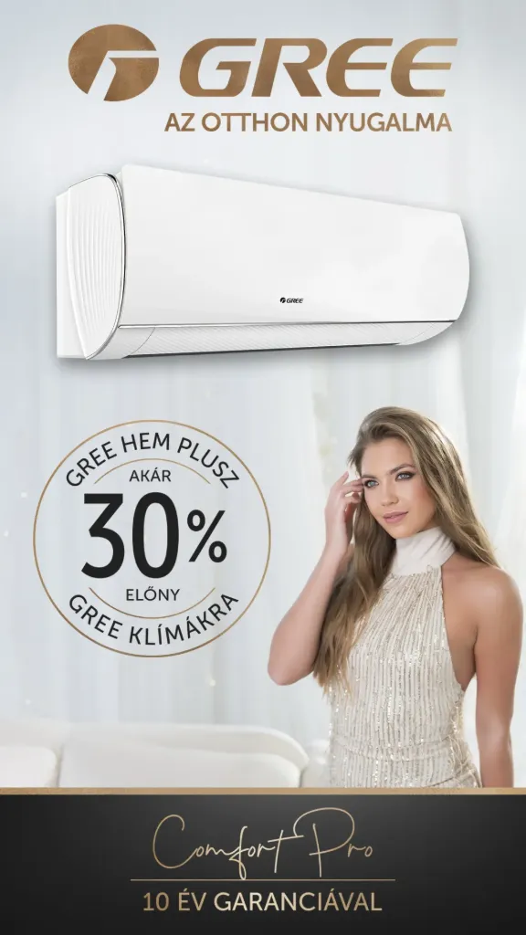 Gree Comfort Pro (GWH09ACCXB-K6DNA1G) oldalfali monosplit klíma (2,7 kW)